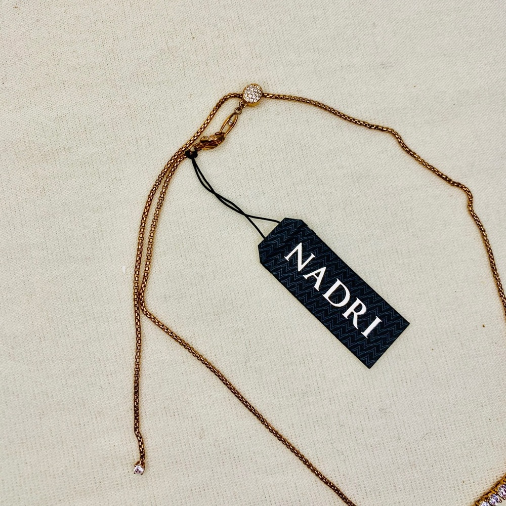 Nadri Rose Gold Pave Necklace Tennis Choker - Picture 7 of 12
